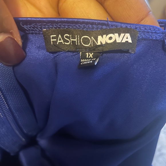 Plus Size Blue Satin Mini Dress - Picture 5 of 5